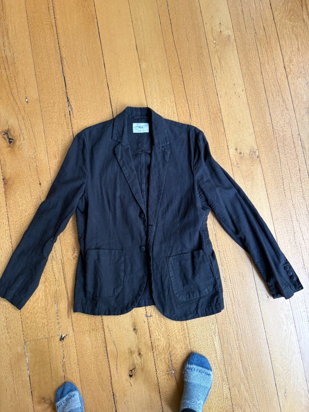 Folk Men's 2B Size 2 Sport Coat Jacket Linen/Cotton Blend Soft Black